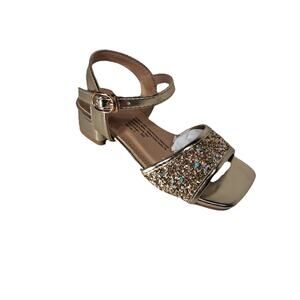 Block Heel Gold Sparkly Rhinestones Strappy Sandals Girls Eu 28 us 11 little kid